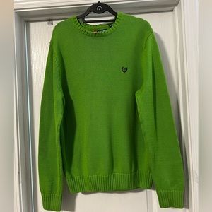 Chaps Sweater Men Lg Green Casual Preppy Office Pullover Long Sleeve Crew Neck